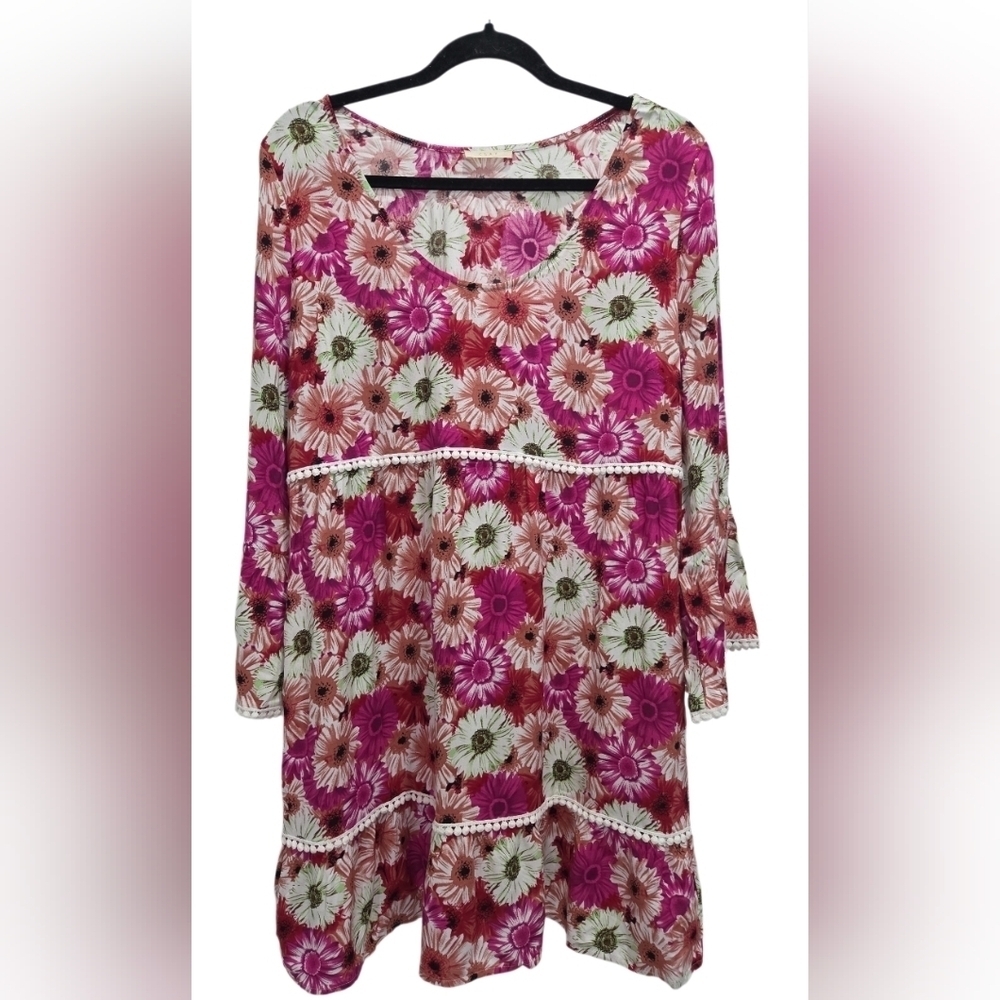 Clay Womans Floral Lace Tunic Dress, Large
